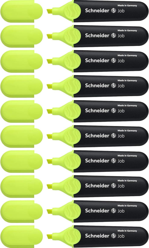 Schneider Job Highlighter, Chisel Tip, Black Barrel, Yellow Ink, Box of 10 (1505)