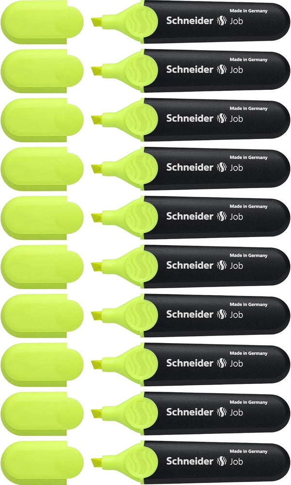 Schneider Job Highlighter, Chisel Tip, Black Barrel, Yellow Ink, Box of 10 (1505)