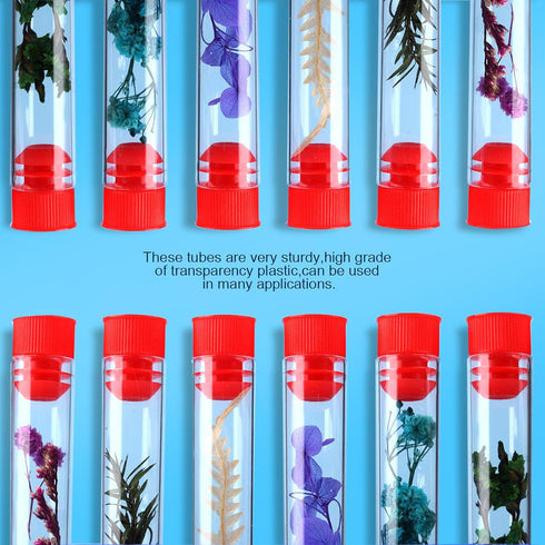 Teenitor 50 Pcs Test Tubes, 16×100mm Clear Plastic with Caps for Lab, Plants, Beads, Party