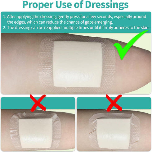 6" 6", 5 Pack Ourmed Silicone Foam Dressing with Border Adhesive - Large Absorbent Waterproof Bandage for Wound Care