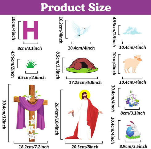 Easter Jesus He is Risen Bulletin Board Classroom Decorations, Easter Religious Jesus Resurrection Cross Cutouts Christian Religious Bible Sunday School Spring Classroom Chalkboard Wall Bulletin Decos by OBUSATT
