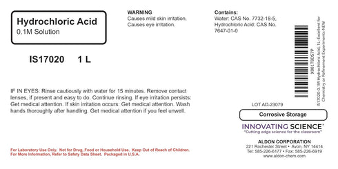 ALDON Innovating Science 0.1M Hydrochloric Acid, 1L Excellent for Chemistry or Refinement Experiments - The Curated Chemical Collection