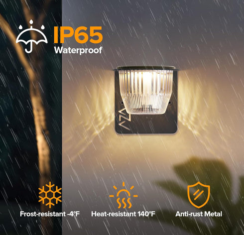 2 Pack 3 Solar Wall Lights Outdoor Waterproof, Metal Wall Lights + USB-C Powerd, Dusk to Dawn Solar Porch Lights