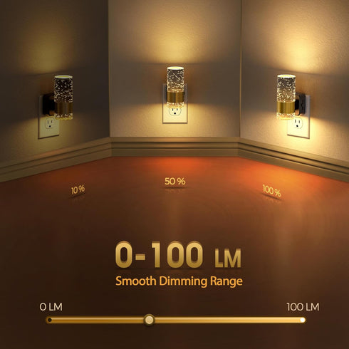 2 Pack Dimmable 0-100 3000K Briignite Night Light, Night Lights Plug into Wall, LED Night Light with LM Adjustable