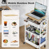 Rcemlip 3 Tier Rolling Cart with Wood Table Top, White Bedside Cart on Lockable Wheels, Metal Utility Storage Organizer