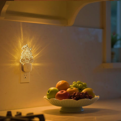 8-Color 1 Pack L LOHAS LED Night Lights for Kids, Acrylic Carved Castle Design, Changing, Dusk to Dawn Sensor, Plug