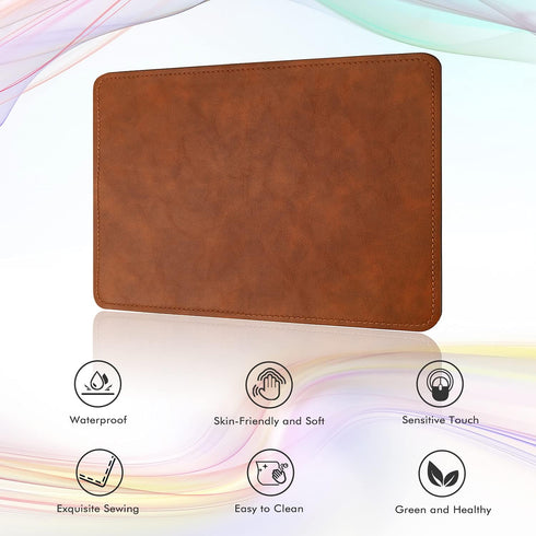 Mouse Pad, PU Leather Mouse Pad with Stitched Edge, Non-Slip Waterproof Micro-Fiber Base, 8x11 Inch (Black)