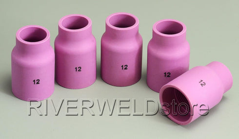 RIVERWELD Large Gas Lens Alumina Nozzle Ceramic Cups 53N87#12 3/4" Orifice Fit SR DB WP 9 17 18 20 25 26 5pk