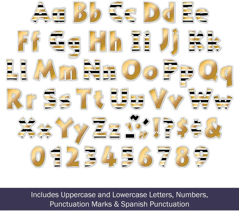 Barker Creek Letter Pop-Outs, 4" Gold, Multicolor Designer Letters for Bulletin Boards, Signs, Displays, and More