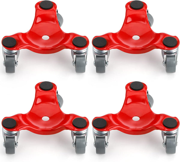 ZEAYEA 4 Pack Steel Tri-Dolly, 200 lbs Load Capacity 3 Wheel Mover's