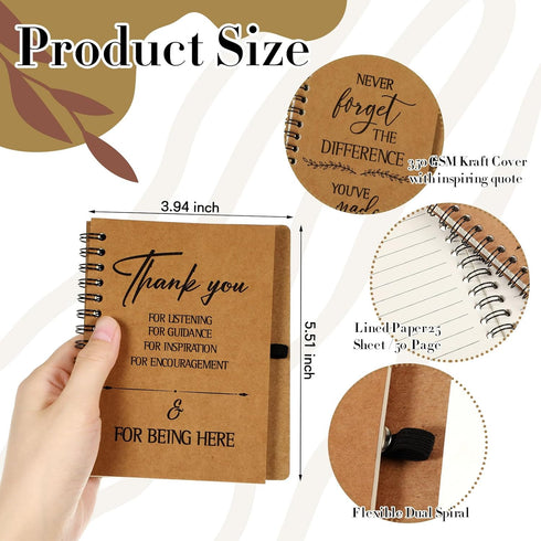 Glenmal 120 Pcs Thank You Gift Set - Spiral Inspirational Notebooks & Retractable Motivational Pens for Employee
