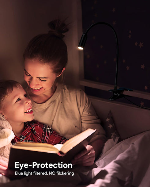 JHD LED Desk Lamp with Clamp, 10 Brightness Levels, 12" Flexible Gooseneck, Eye Protection USB Lamp for Home Office &