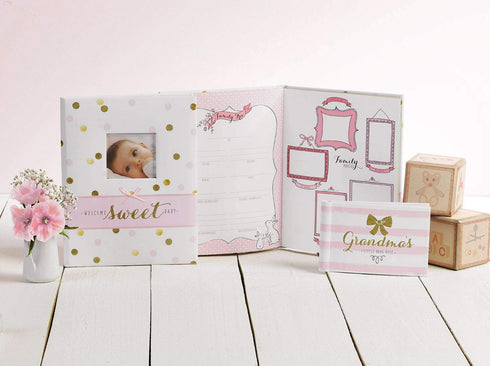 Carter's Mini Baby Photo Album Brag Book BP73-14075 - Pink, White, Gold, 60 Pages