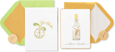 Papyrus Thank You Cards with Envelopes - Message in a Bottle and Orchid (2-Count)