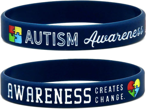 Inkstone Autism Awareness Bracelets - 6-Pack Silicone Wristbands in Adult Unisex Size