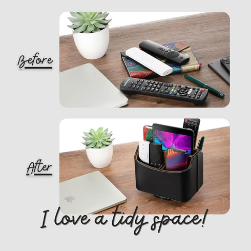 Remote Control Holder, Spinning Desk Organizer, Nightstand Bedside Caddy for TV