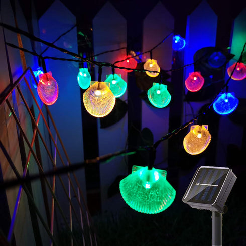 SNOMYRS Solar String Lights, 30LED 21Ft Outdoor Seashell Fairy Tale Lights for Party Wedding Garden Decor