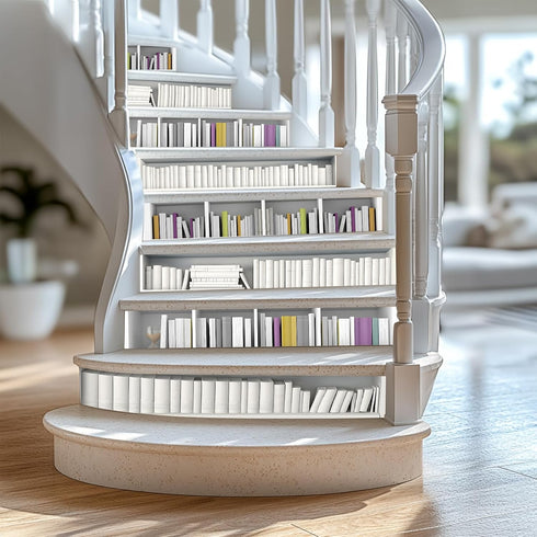 15 3D 7.1"x39" PLIGREAT Strips Bookshelf Stair Riser Decals, Peel and Stick Stair Stickers for Steps Self-Adhesive