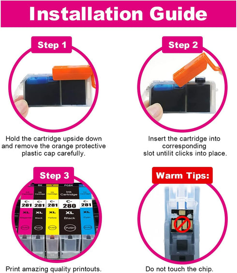 PGI-280 XXL CLI-281 XXL Compatible Ink Cartridges Replacement for Canon 280 281 (15-Pack, PGBK/BK/C/M/Y)