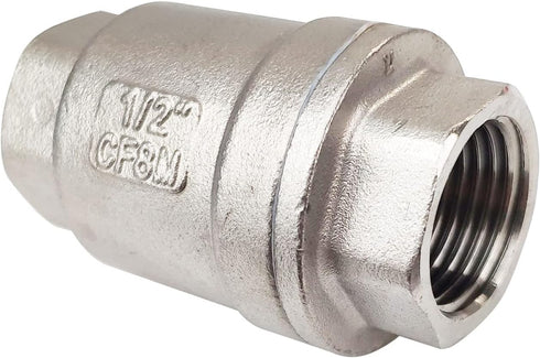 1/2" Female WOG1000 Vertical Check Valve, 304 Stainless Steel, NPT Spring Loaded in-line Low Cracking Pressure