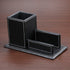 KINGFOM PU Leather Desk Organizer and Accessories, Black Pencil Holder with Business Cards Stand, School Office