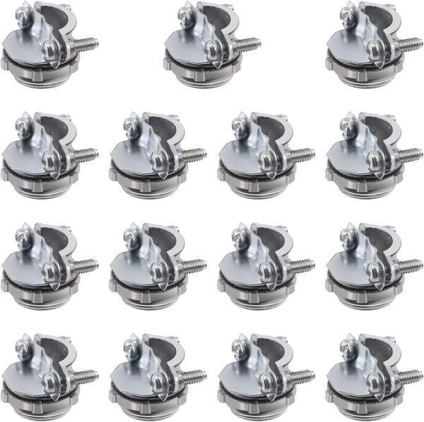 Hilitchi 15Pcs 1/2" Clamp Type Cable Connectors Assortment Kit for Metallic Conduit Protect Cables
