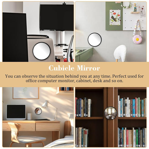 Bremorou 2 2.36" PCS Cubicle Mirror to See Behind You Adjustable Monitor Rear View Mirror for Office Desk Office