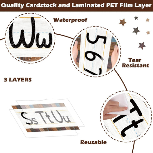 gisgfim 12 Pieces Alphabet Bulletin Board Strips Set - ABC Alphabet Banner & Number Border Posters