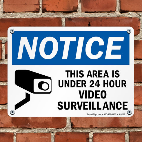 SmartSign - U1-1002-NP 10" x 14" Notice - This Area Is Under 24 Hour Video Surveillance Sign