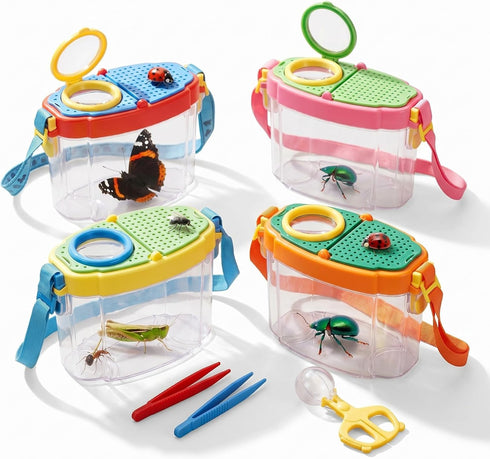 Halloscume 4 Set Bug Catcher for Kids Bug Viewer and Insects Tweezer
