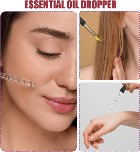 8pcs 1ml Eye Dropper, Glass Dropper with Measurements, Pipettes with Rubber Head for Medicine, Essential Oils, Feeding,