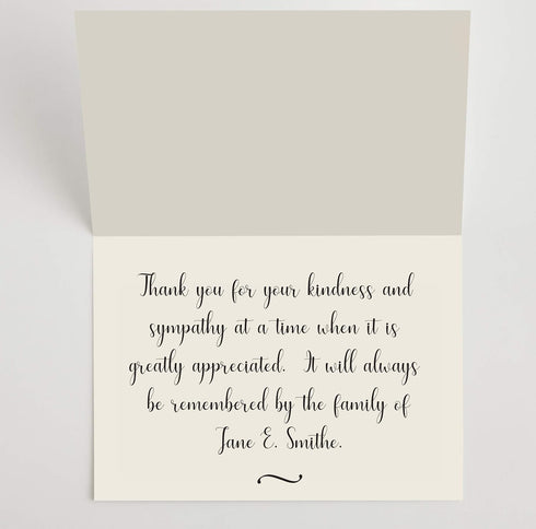MPC Brands 50 80 lb Personalized Sympathy Thank You Cards with Message Inside Custom Funeral & Bereavement Thank You