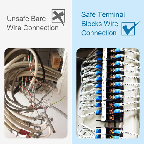 Terminal Block 2 Pack - 4 Circuits 20-30A 200v-450v Dual Row Screw Terminals + 16 PCS Heat Shrink Connectors