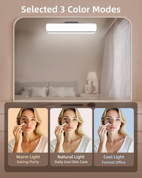 1 Pack, 3 Dimming, EZVALO Wireless Makeup Light Vanity Lights for Mirror,Bathroom Mirror Light, Rechargeable, Color