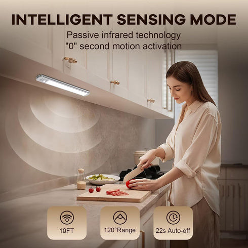 80 Closet 3 Dimmable BIAT Under Cabinet Lights, LED Motion Sensor Indoor, Rechargeable Lights with Color Temps