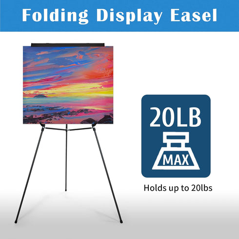 Falling in Art Aluminum Flip Chart Display Easel Stand, Adjustable Floor for Boardroom, 63 1/2'' High, Black