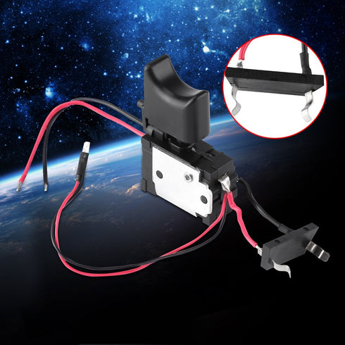 Electric Drill Switch, 7.2 V - 24 V Cordless Lithium Battery Power Tool Speed Control Trigger Switch with Light, Black