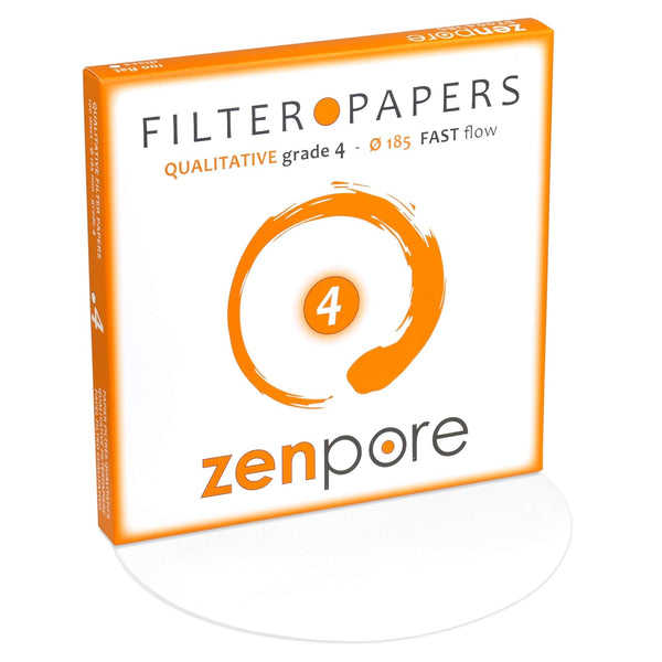 18.5 cm Lab Filter Paper, Standard Qualitative Grade 4 - ZENPORE Fast Flow 185 mm (100 discs)