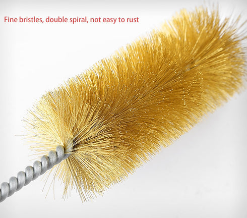 7pcs Brass Wire Tube Brush Set, 11-Inch Long Brushes for Deep Cleaning Metal, Pipes, Bottles, Gold