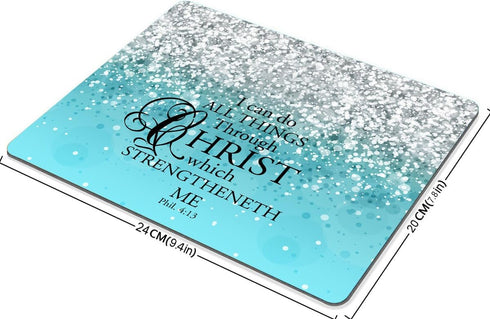 Smooffly Custom Mouse Pad - Bible Verse Blue Sparkles Glitter Pattern Design