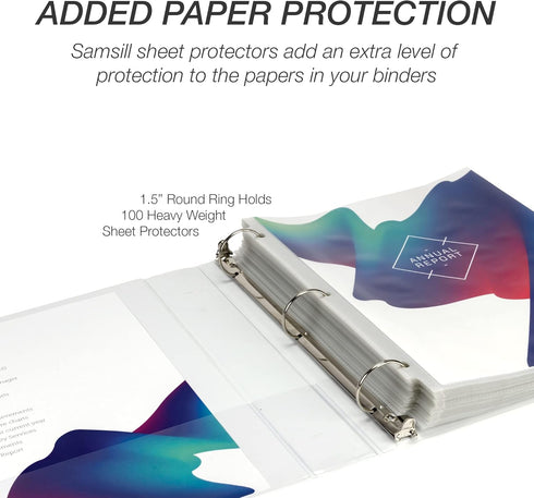 Samsill Economy 1.5 Inch 3 Ring Binder, Made in The USA, Round Ring, Customizable Clear View Cover, White, 4 Pack