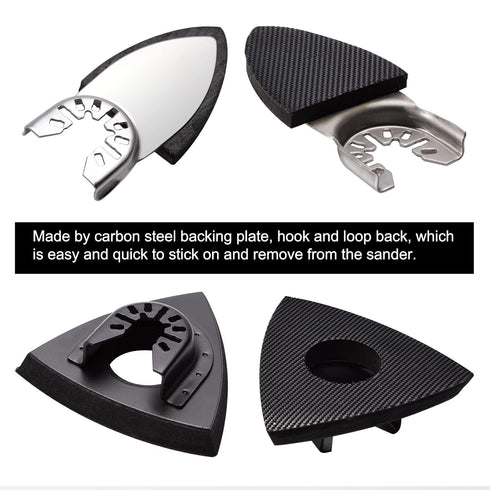 104Pcs Oscillating Tool Detail Sanding Pads Kit - 2 Triangle and 2 Finger Sanding Pads, 100 Multitool Sandpaper