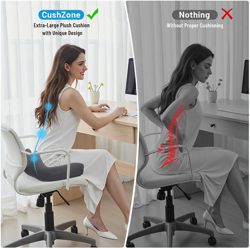 Tailbone CushZone Memory Foam Seat Cushion for Office Chair, Ergonomic Coccyx Cushion for Desk Chair, Support Pillow