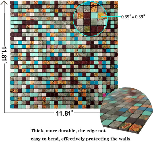 XUANINY Peel and Stick Backsplash Tiles for Kitchen, Bathroom, Self Adhesive Metal Aluminum Mosaic (11.81"x11.81")