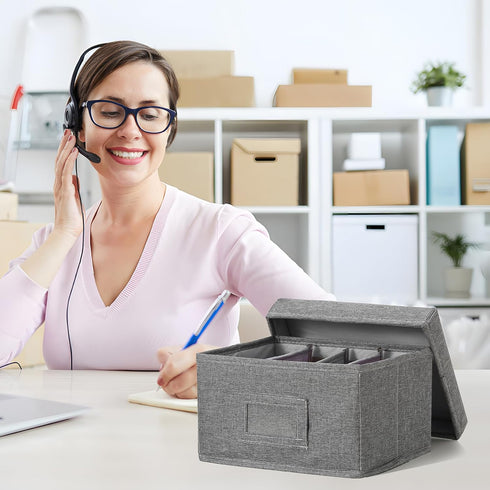 Qozary 4x6 1000+ Index Card Holder - Index Card Box With Dividers, Index Card Organizer Case, Foldable Flash Card