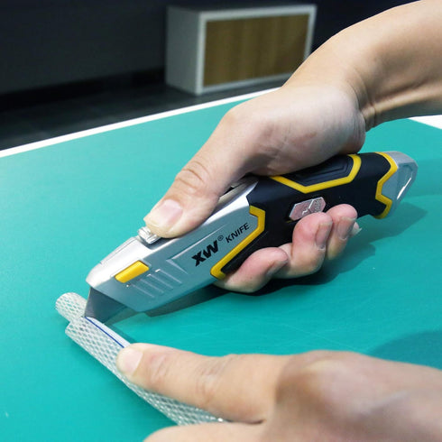 XW Auto Loading Utility Knife with 3-Position Retractable Box Cutter and 5 Pre-loaded Blades, Bonus 10 Blades