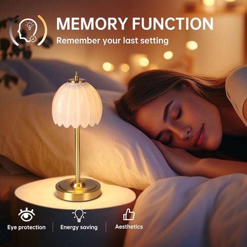 5000mAh 3 Dimmable Shenmoyl Tulip Table Lamp with Battery & Touch Control, Cordless Table Lamp with Colors