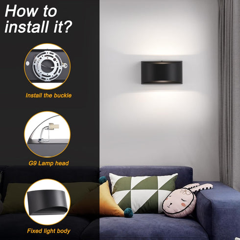 SHIWEIDA Set Lights(Bulb Black Modern LED Wall Sconces of Two Hardwired Wall Sconces Indoor Up and Down Wall Mount