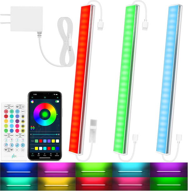 Benreom 3 Pcs RGB Under Cabinet Lights Kit, Smart App and Remote