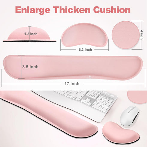 Upgrade Cleanable PU Leather Keyboard Wrist Pillow Rest Pad - Gimars Enlarge Mouse Cushion Support for Office